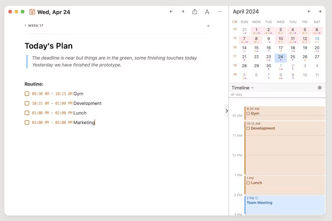 NotePlan interface