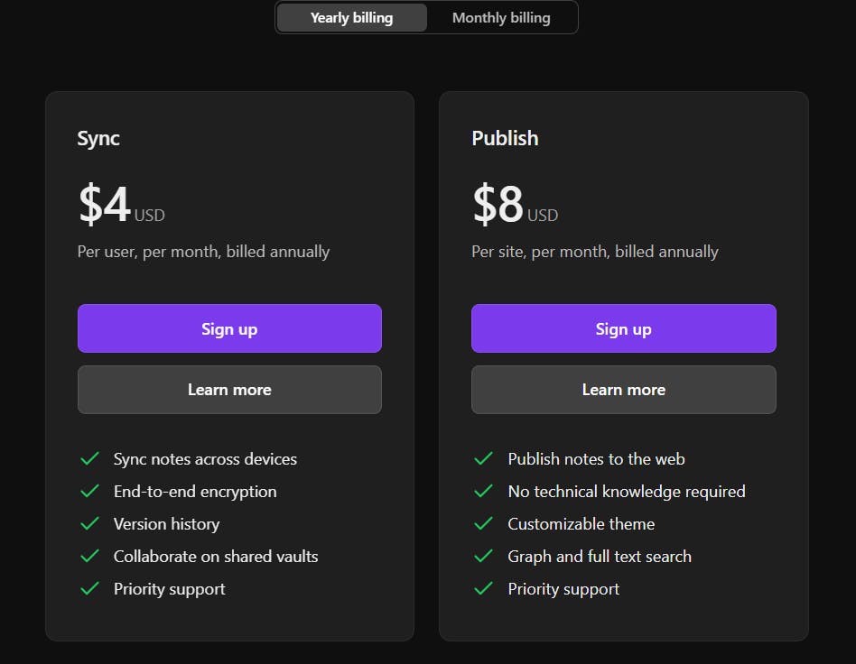 Obsidian pricing