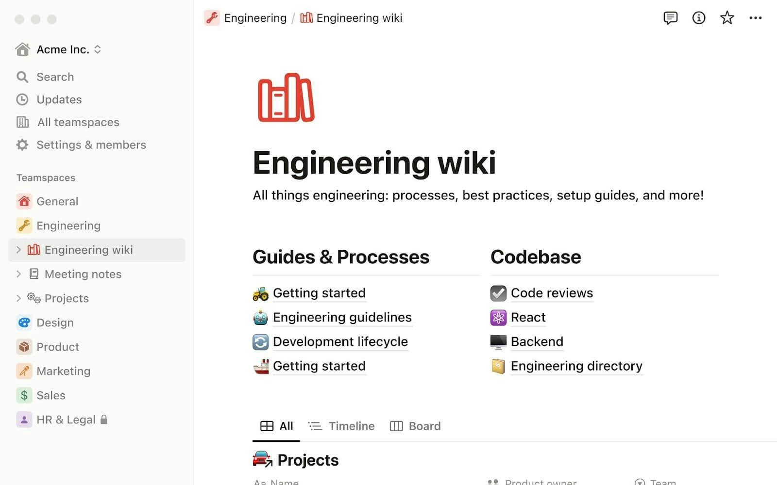 Notion's dashboard.